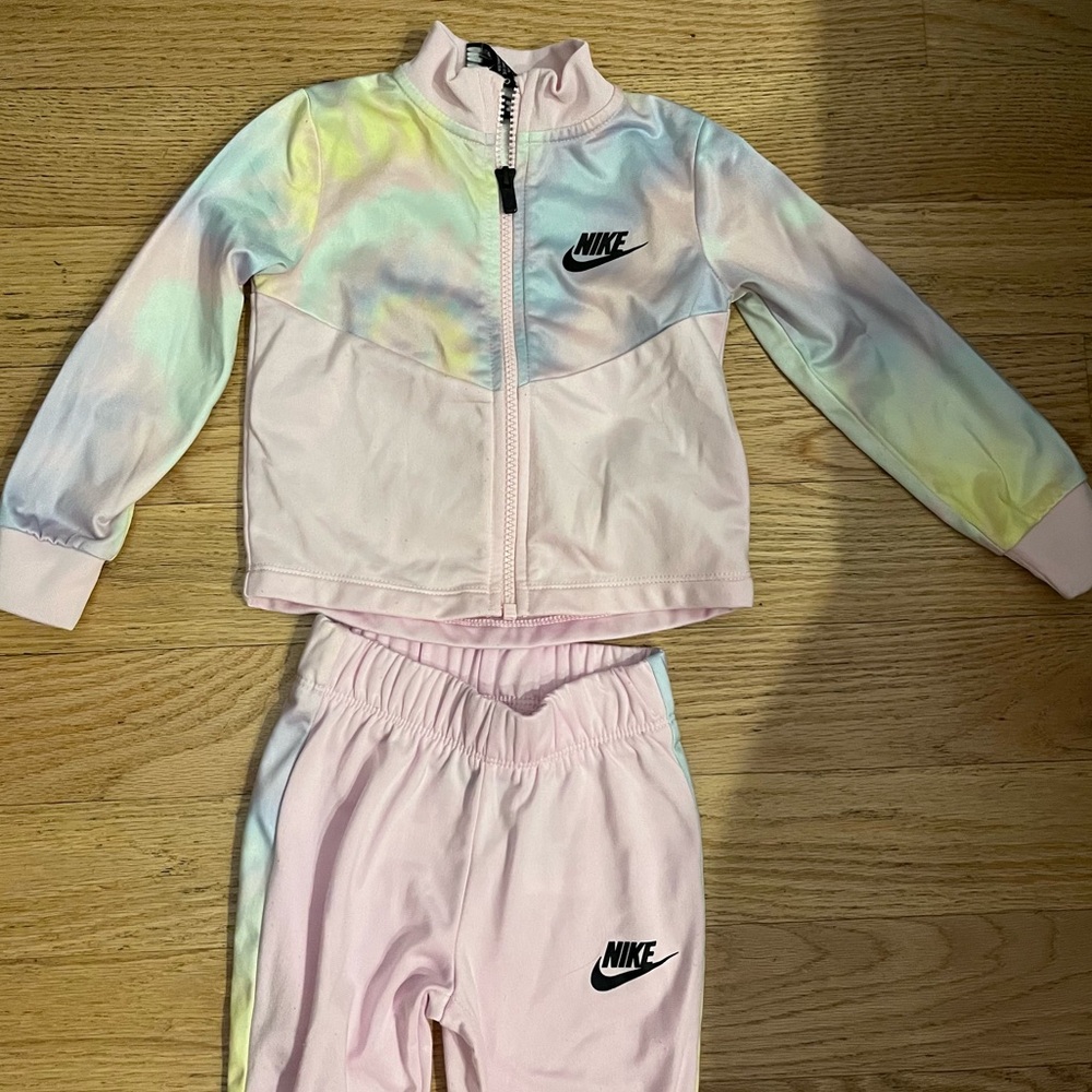 Nike track suit set pink tie dye size 2T